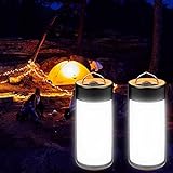 UISY 2 Stück Campinglampe, LED Camping Laterne USB Aufladbar, Camping Laterne, Tragbare Zeltlampe,LED Arbeitslampe mit Aufhängung, für Wandern Outdoor, Notfall, Power Bank,Überlebenskits, Ang