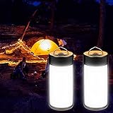 UISY 2 Stück Campinglampe, LED Camping Laterne USB Aufladbar, Camping Laterne, Tragbare Zeltlampe,LED Arbeitslampe mit Aufhängung, für Wandern Outdoor, Notfall, Power Bank,Überlebenskits, Ang