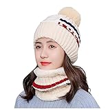ALCRISP Damen Strickmütze Halswärmer Gesichts Schal Set Wintermütze Beanie Mütze Gestrickt Winterschal Kombi Sets Winterzubehör mit Filterventil F