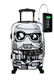 TOKYOTO Kinderkoffer Kinder-Trolley für Mädchen & Jungen 55x35x20 cm/Koffer Handgepäck Hartschalenkoffer, Reisekoffer klein, Reisetasche Kinder mit TSA-Schloss & USB-Anschluss White S