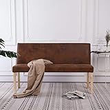 Festnight Beistellbank Sitzbank | Wohnzimmer Bank | Modern Flurbank | Lederbank | Beistellbank | Braun Wildleder-Optik mit Holzrahmen 139,5 x 54 x 85,5
