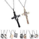 Kim Johanson Edelstahl Pärchen Halsketten *Verschiedene Motive & Farben* in Roségold, Gold & Silber Freundschaftskette, Geschenk, Glücksbringer, Schmuck, Kette inkl. Schmuckbeutel (Cross)