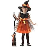 ? Romantic Halloween Kostüme Kinder Baby Mädchen Halloween Cosplay Spitze Tutu Rock Mädchen Hexekostüme + Halloween Cosplay Hexe Hut Mädchen 2er Set für Karneval Halloween Party Outfits S