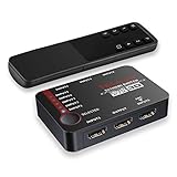 TESmart 5x1 HDMI Switch 5 In 1 Out Switcher 5 Port HDMI-Umschalter unterstützt 4K@30Hz,Full HD, 1080P,3D mit IR-Fernbedienung und ARC-Funktion für Xbox 360/One,PS4/PS3 usw.-Mitternacht Schw