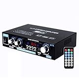 Mochatopia Mini-Verstärker, Bluetooth V5.0, Audio-Stereo-Musik, 2.0-Kanal, HiFi-Leistungsverstärker, integriertes Netzteil, FM TF/USB-Empfänger für PC, Handy, TV