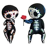 Sugar Skull Couple Figur, Lovely Crafts Resin Sugar Skull Couple Statue Dekoration, Sammlerstück Gothic Liebhaber für Halloween Party Dekoration, romantische Figur Hochzeit S