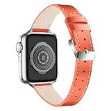 AISPORTS Lederarmband Kompatibel für Apple Watch Armband 45mm 44mm 42mm für Damen Herren,weiches atmungsaktives Leder Sportarmband Metallschnallenarmband Ersatzarmband für iWatch Serie7/6/5/4/3/2/1/SE