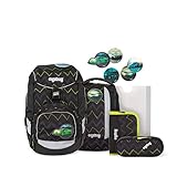 ergobag pack Set - ergonomischer Schulrucksack, Set 6-teilig - Drunter und DrüBär - Black