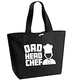 Flox Creative Bio-Baumwolle, schwere Tragetasche, Dad Head Chef T-Shirt, Schwarz - Schwarz  - Größe: Einheitsgröß