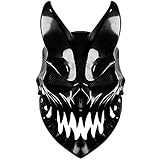 RVTYR Dämon Maske Geistermaske Halloween-Party-Maske Removable Mund PVC Masken-Halloween-Partydekoration Kinder der Finsternis Rollenspiele-Zubehör Oni-Maske (Color : Black, Size : M)