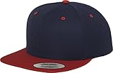 Yupoong Flexfit Unisex Kappe Classic Snapback 2-Tone, zweifarbige blanko Cap mit geradem Schirm, One Size Einheitsgröße für Männer und Frauen, Farbe nvy/