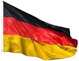 Deutschlandfahne XXL | Deutschland Fahne 90 x 150 mm aus hochwertigem Stoff mit Ösen | Germany Flag Flagge Fahne Groß für Fahnenmast Garten Balk