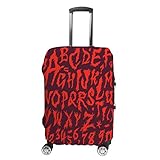 CHEHONG Kofferhülle Gepäckabdeckung Schriftart Alphabet Zahlen Set Rot Reise Trolley Case Schützende waschbar Polyesterfaser elastisch staubdicht passend für 45,7 - 81,3