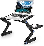 U-Kiss Laptoptisch/Laptop ständer/Faltbarer Laptop Schreibtisch Bett Sofa leichten Aluminium-Legierung Tisch mit Maus-Plattform, Schräg lesbare Lesetafel für Sofa, Buch, Magazin und Frühstück