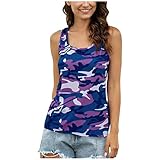 YANGQI Sweatshirt Damen Oversized Vintage Camouflage U-Ausschnitt Trägerloses Leibchen Modisches ärmelloses Top Slim Fit Klassisch Multicolor Camouflage-Tunika-top Leib