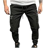 wuitopue Herren-Arbeitshose, modisch, leger, Outdoor, mehrere Taschen, Cargohose, lange Hose, Übergrößen, 1schwarz, 20