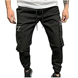 wuitopue Herren-Arbeitshose, modisch, leger, Outdoor, mehrere Taschen, Cargohose, lange Hose, Übergrößen, 1schwarz, 20