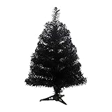 Sucpur 23,6 Zoll Halloween Schwarz Weihnachtsbaum, Künstliche Kiefer Baum Tischplatte Dekoration, Stabiler Stand Base, Indoor Outdoor Karneval Home Office Urlaub Party D