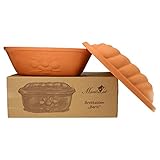 MamboCat Terrakotta-Topf Berti zur Brot-Aufbewahrung I 100% Natur Ton-Behälter mit Deckel hält Toast & Brötchen länger frisch I Ton Brotbox großer Keramik-Brotkasten unglasiert 16,5X 24,3X 36