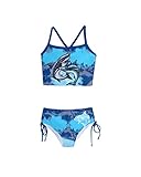 PattyCandy Tankini, Motiv: Wal, Hai, Eulen, Herz- und Gesichtsmuster, zweiteilig, Gr. 35-44, himmelblau - deep Sky Blue, 38 DE