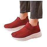 Sdacndas Walkingschuhe Damen Sportschuhe Leichte Atmungsaktiv Bequeme Dämpfung Schuhe Slip on Sneakers Weiche Freizeit rutschfest Leichte Sport Trekking Turnschuhe F