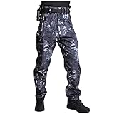 WSPDSD Taktische Militäruniform Jacken oder Hosen Wasserdichte winddichte Armeekleidung Haifischhaut Softshell Camouflage Combat Hunting Set - schwarze Pythonhose, 4XL für 95-105kg