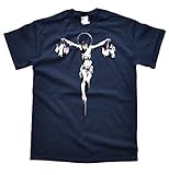 Banksy Jesus Dunkelblau T-Shirt, Größe XL