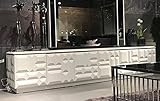Casa Padrino Luxus TV Schrank Weiß/Silber 270 x 45 x H. 45 cm - Edles Massivholz Sideboard mit 6 Türen - Luxus Möbel - Luxus Q