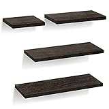 WisaKey Wandregal Massivholz, 4er-Set Holz Regale für die Wand, Schweberegal mit unsichtbaren Halterungen, stabile Hängeregale, für Schlafzimmer, Küche, Büro, Wohnzimmer, Paulownia W
