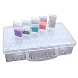 64 Fächer Kunststoff Dosen, Diamant Stickerei Sortierbox in Stabiler Aufbewahrungbox Werkzeugbehälter Schmuck Organizer diamond painting box für Nägel, Strass, Perlen, DIY Handwerk