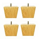 Set mit 4 natürlichen Massivholz-Sofabefüßen, Eichenmöbelbeinen, quadratischen Schrankfüßen, Couchtischbeinen, Bettbeinen, M8-Schraubenstangen, für Küchensessel, Schlafsofas (4 Zoll / 10 cm, Holzfarb