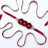 Elegante Drei Blumen Schärpe Strass Perlen Bund Brautband Kummerbund Hochzeitskleid Gürtel 12 Farben-Burg