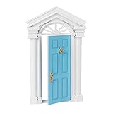 1:12 Puppenhaustür, natürlich und farbenfroh 1:12 Mini-Türmodell, das eine farbenfrohe Lebensszene für Puppenhausminiatur für Schlafzimmer schafft(Blau)