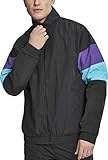 Urban Classics Herren 3-Tone Crinkle Track Jacket Jacke Black/Ultraviolet/Aqua Größe: L