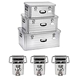 Enders Alubox 47 L + 80 L + 130 L mit 3x Schloss Set - Aluminium Box 1 mm Wandstärke, spritzwasserdicht, stapelbar - Alu Box, Alukiste, Metallbox - verwendbar als Transportbox, Lagerbox, Werkzeugk