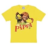 Logoshirt Pippi Langstrumpf Äffchen Kinder T-Shirt I Grafik-Shirt kurzärmlig mit Rundhalskragen I Lizenziertes Originaldesign I Logo-Print langlebig & hochwertig I Baumwolle I Vintage-S