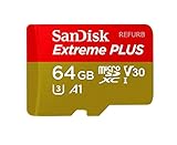 SanDisk Extreme Plus SDSQXBG-064G-GN6MA MicroSDXC UHS-I U3 V30 A1 Karte (zertifiziert generalüberholt)