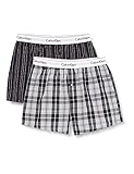 Calvin Klein Herren 2p Slim Fit Boxer Boxershorts, Schwarz (RYAN STRIPE D WELL/HICKORY PLAID B JKZ), L