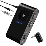 PENCCOR Adapter Sender Empfänger Bluetooth 5.0, 2 in 1 Receiver Transmitter Fahrzeug Audio Klinke Wireless mit Mikrofon TF Karte für PC Computer TV Auto iPhone Huawei Lautsprecher Kopfhörer Projek