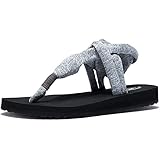 Josaywin Yoga Sandalen Damen Zehentrenner Flach Flip Flops Damen Stoff Vintage Flip-Flop Sandalen Weich Yoga Matte Sandalen Rutschfest Bequeme Sommer Badelatschen für BeiläUfig Grau 39