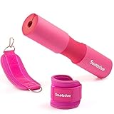 Sweative Langhantel-Polster mit Knöchelriemen für Kabeltrainer, Kniebeugen, Ausfallschritte, Hüftstoß, Gesäßmuskulatur und Beintraining (Pink)