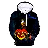 CIZEUR Herren Fun Hoodie Halloween Kapuzenpullover mit Kängurutasche Weihnachten Langarm Pullover Teufel Kürbis Gesicht Drucken ，Hexen-Kürbis XL