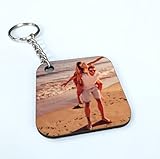 Saphir Design Schlüsselanhänger personalisiert Foto beidseitig MDF/HDF Quadrat 5,5x5,5cm | personalisierter Schlüsselanhänger mit Bild 2 Motive möglich | Fotogeschenke personalisierte Geschenke F