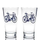 Greenline Goods Fahrradbiergläser (2er-Set) | 16 oz Trinkgeschirr mit farbenfrohen Radfahrer-Designs - Einzigartige Geschenke für Radfahrer und Radfahrer [Navy]