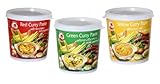 Cock Brand - Probierset Currypasten - 3er Pack (3 x 400g) - 3 Sorten, je 1 Dose Rote, Grüne, Gelbe Curryp