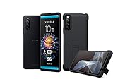 Sony Xperia 10 III 5G Smartphone (15,2 cm 21:9 Wide Full HD+ OLED Display, 6 GB RAM, 24+6 Monate Herstellergarantie [Amazon Exklusiv] schwarz + Stilvolles Cover mit Standfuß für das Xperia 10 II