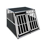 Gegaden Hunde Transportbox Rückwand 90° Hunde Autotransportbox ALU Hunde Box für den Transport MDF Platten Aluminium Hunde Autobox 95*86*69cm|mit Trennw