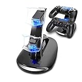 AMANKA PS4 Controller Ladestation Charger, Ladegerät Stand mit USB Kabel für Playstation 4 / PS4 Slim / PS4 Pro Game Controller, Schw