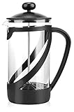 com-four® Kaffeebereiter mit French-Press-System - Kaffee-Presse dient auch als Teebereiter - Kaffee-Aufbrüher mit Glaszylinder (01 Stück - Kaffeeaufbrüher 1 Liter)