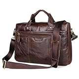 GYZX Herren 15 Zoll Laptop-Aktenkoffer echtes Leder-Kurier-Beutel for Mann-Satchel Computer-Handtasche Weinlese-S